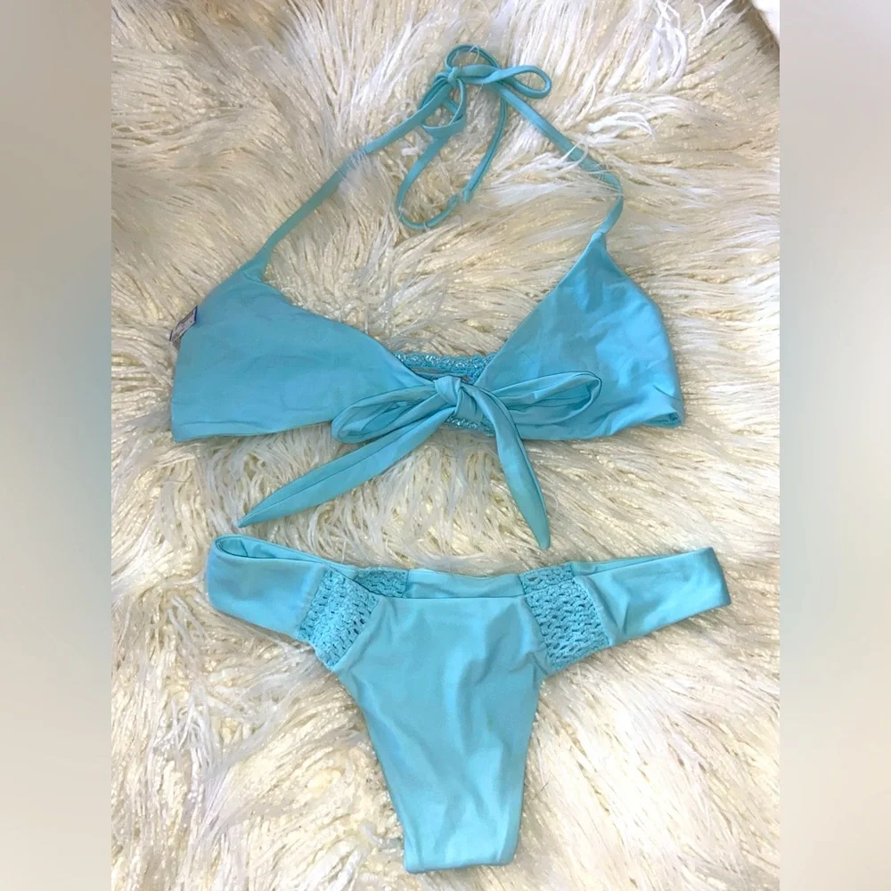 Frankie's Bikinis Light Blue Swimwear